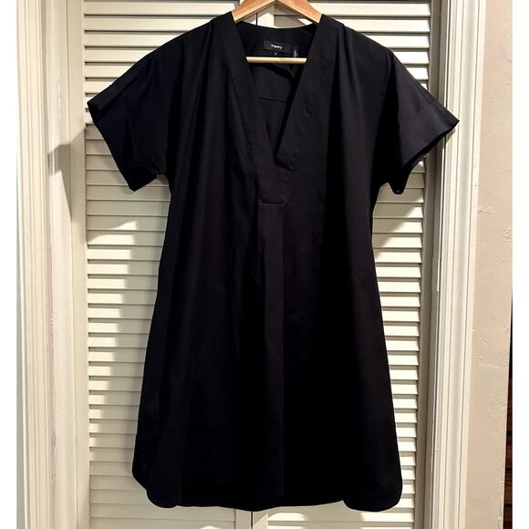 Theory Women´s Black Everyday V Shift Stretch Cotton Minimalist Dress Size P - Picture 4 of 10